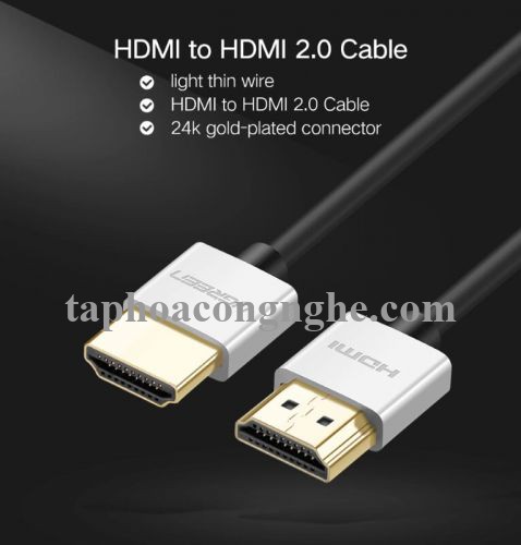 Ugreen 40487 0.5M màu Hồng Cáp tín hiệu HDMI chuẩn 2.0 sợi siêu nhỏ cao cấp HD117 30040487